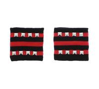 Zac's Alter Ego Gothic Punk Striped Sweatbands with Pyramid Studs - Black and Purple/Red/White - Alternative Fashion Accessories