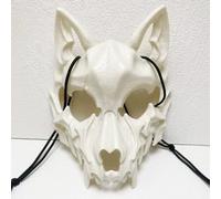 Zac's Alter Ego Halloween Werewolf Alien Skull Mask, White Skeleton Half Face Design, Horror Cosplay Costume Props for Carnival Party