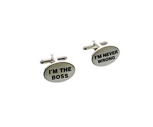 Zac's Alter Ego I'm Never Wrong/I'm the Boss Novelty Cufflinks in Gift Box