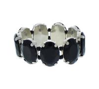Zac's Alter Ego Jet Black Oval Diamante Stone Crystal Encrusted Bracelet