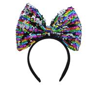 Zac's Alter Ego Large Rainbow Sequin Bow Headband - Girls & Women Sequin Glitter Sparkle Decorative Hairband Hairbow Accessories