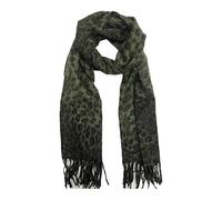 Zac's Alter Ego Leopard Print Thinsulate Scarf, Long Style with Fringe Tassels, Brown and Black Animal Pattern (Army Green)