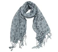 Zac's Alter Ego Long Lightweight CND Peace Sign Print Oversized Scarf/Shawl with Tassels