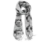 Zac's Alter Ego Long Lightweight Scarf with Skull & Scrolls Print