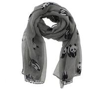 Zac's Alter Ego Long Lightweight Women's Grey Panda Print Oversized Scarf
