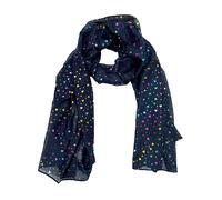 Zac's Alter Ego Long Lightweight Women's Metallic Rainbow Heart Foil Effect Printed Scarf