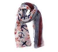 Zac's Alter Ego Long Lightweight Women's Tricolour Nautical Print Anchor Scarf