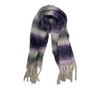 Zac's Alter Ego Luxurious Winter Scarf, Multicoloured Striped Pattern, Soft Fluffy Material with Tassels (Purple)