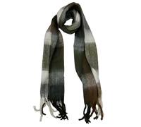Zac's Alter Ego Luxurious Winter Scarf, Soft Checkered Pattern with Fringe Tassels, Multi-Colored Stripes in Blue, Pink, White, Brown Checked Scarves (Brown)