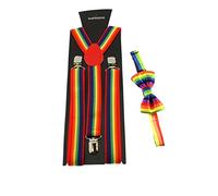 Zac's Alter Ego Men's Matching Suspenders & Pre-Tied Bow Tie Combo Sets (Rainbow)