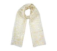 Zac's Alter Ego Musical Note Gold Foil Print Scarves, Lilac and Cream, Lightweight Chiffon, Music Themed Wrap (Cream)