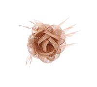 Zac's Alter Ego Nude Pink Rose Net Fascinator with Feathers on Clip & Brooch Pin