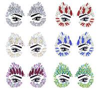 Zac's Alter Ego Pack of 6 Crystal Face Gems/Jewels - Summer Festival Body Art Unicorn Mermaid Bindi Rave Bohemian Party
