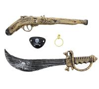 Zac's Alter Ego Pirate Kit - Eye Patch, Earring, Sword & Gun - Costume Party Halloween World Book Day