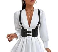 Zac's Alter Ego PU Leather Harness Chest & Waist Belt, Adjustable Underbust Corset Vest, Cosplay Party Rave Halloween Costume