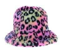 Zac's Alter Ego Rainbow Leopard Faux Fur Warm Winter Bucket Hat