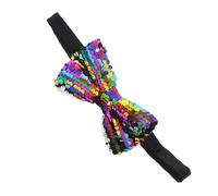 Zac's Alter Ego Rainbow Sequin Bow Tie, Black Holographic Party Accessory, Multi-Colour Iridescent Glitter Fabric, Fashion Formal Wear