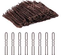 Zac's Alter Ego Set of 108 Brown U-Shaped Hair Pins 7cm Wavy Hair Grips with Rounded Tips for Buns and Updos