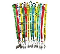 Zac's Alter Ego Set of 14 Metal Whistles on Carnival Caribbean & African Country Lanyards