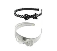 Zac's Alter Ego Set of 2 Black and White 10mm Satin Polka Dot Bow Alicebands
