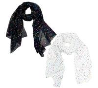 Zac's Alter Ego Set of 2 Ladies Lightweight Multicoloured Rainbow Foil Star Print Scarves