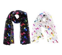 Zac's Alter Ego Set of 2 Ladies Lightweight Multicoloured Rainbow Foil Unicorn & Star Scarves