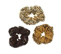 Zac's Alter Ego Set of 3 Assorted Brown Shades Suede Crochet Scrunchies