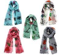 Zac's Alter Ego Set of 3 Ladies Lightweight Assorted Colour Love, Happiness, Peace & Heart Print Scarf