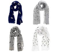 Zac's Alter Ego Set of 3 Ladies Lightweight Assorted Colour Mini & Large Penguin Print Scarf