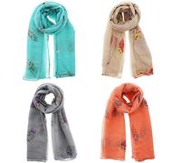 Zac's Alter Ego Set of 4 Ladies Lightweight Assorted Colour Owl Print Scarf