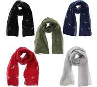 Zac's Alter Ego Set of 5 Ladies Lightweight Assorted Colour Silver Glitter Horses Print Scarves