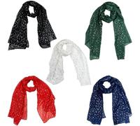 Zac's Alter Ego Set of 5 Ladies Lightweight Gold Foil Star Print Scarves