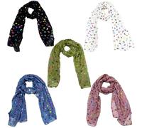 Zac's Alter Ego Set of 5 Ladies Lightweight Multicoloured Rainbow Foil Mini Butterfly Print Scarves