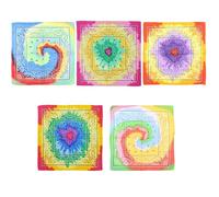 Zac's Alter Ego Set of 5 Paisley Bandana Set, Rainbow Multi Colour Tie Dye Pattern, Retro Paisley Print, Cotton, Square Shape