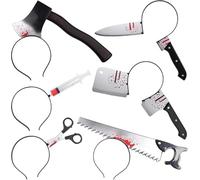 Zac's Alter Ego Set of 6 Halloween Bloody Saw Axe Knife Scissors Syringe Headbands - Fancy Dress Gothic Prop Accessory Décor