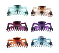 Zac's Alter Ego Set of 6 Large Acrylic Hair Claw Clips, Two-Tone Ombré Finish, Geometric Cutout, Approx. 14cm Strong Hold Accessories for Women and Girls