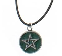 Zac's Alter Ego Silver Pentagram in Circle Pendant on Wax Cord Necklac