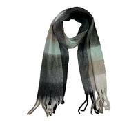 Zac's Alter Ego Soft Winter Scarf, Multicoloured Checkered Pattern, Fluffy Texture with Tassels (Grey)