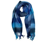 Zac's Alter Ego Soft Winter Scarf, Multicoloured Checkered Pattern, Fluffy Texture with Tassels (Royal Blue)