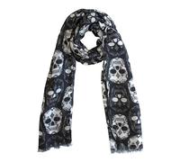 Zac's Alter Ego Sugar Skull Printed Scarf, Black and White (Black)