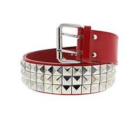 Zac's Alter Ego Three Row Pyramid Studded Red Leather Belt