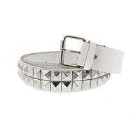 Zac's Alter Ego Two Row Pyramid Studded White Leather Belt