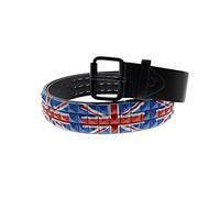 Zac's Alter Ego Union Jack 3 Row Pyramid Studded Belt