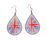 Zac's Alter Ego Union Jack Mesh Net Tear Drop Earrings