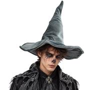 Zac's Alter Ego Velvet Grey Tall Pointed Soft Witch Wizard Hat, Reshapable | Halloween Cosplay, Party Hat, Women's Hat, Soft Material, Sorcerer