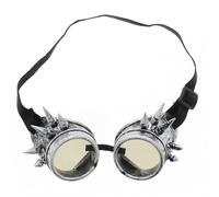 Zac's Alter Ego Victorian Punk Style Burnished Silver Steampunk Goggles with Spikes - Fancy Dress Halloween Cosplay