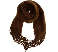 Zac's Alter Ego Warm Thick Fluffy Chocolate Brown Soft Plain Wide Winter Scarf with Tassels