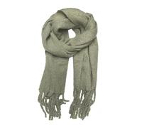 Zac's Alter Ego Warm Thick Fluffy Light Olive Green/Sage Soft Plain Wide Winter Scarf with Tassels