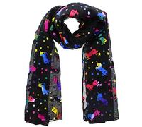 Zac's Alter Ego Women Ladies Scarf with Rainbow Foil Metallic Glitter Unicorn & Star Print