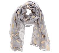 Zac's Alter Ego Women Ladies Scarf with Rose Gold Metallic Foil Feather Print